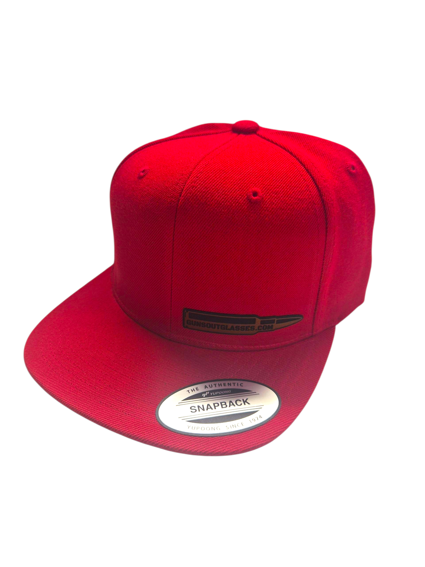 Flat Beak - Snapback Red with Leather Patch